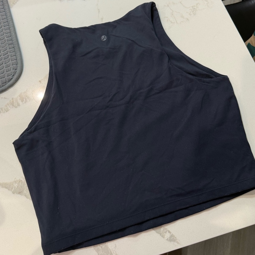 CRZ YOGA high neck butterluxe double lined navy blue tank - Picture 2 of 2